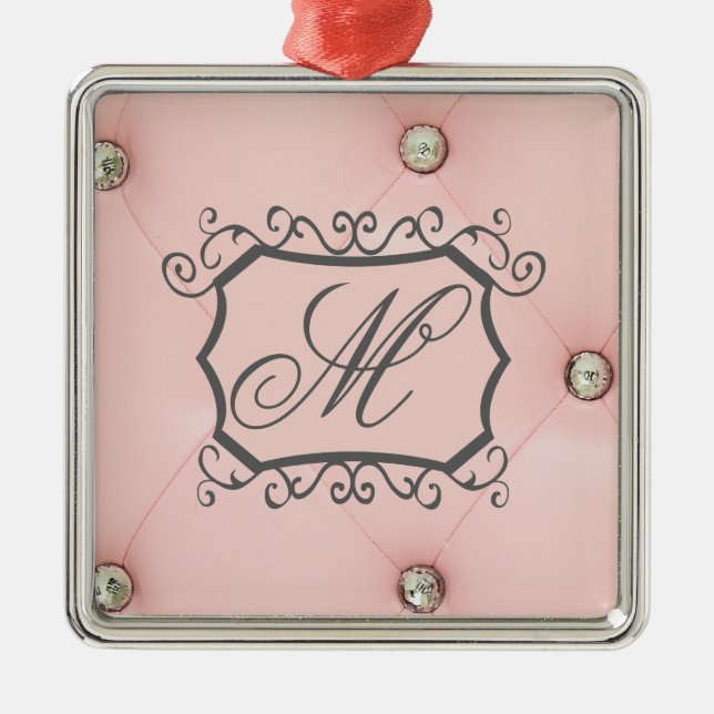 Ornement de monogramme à bille rose diamant (Devant)