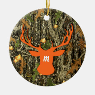 Ornement de monogramme de cerfs communs de chasse