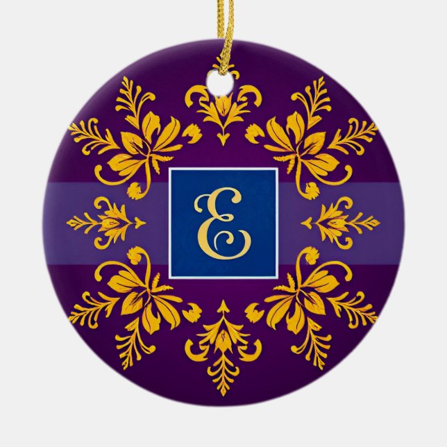 Ornement de monogramme en lettre E de style baroqu (Devant)
