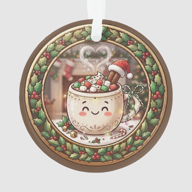 Ornement de mug de chocolat chaud de Noël mignon (dos)