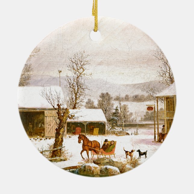 Ornement de neige de grange de cheval et de ferme (Dos)