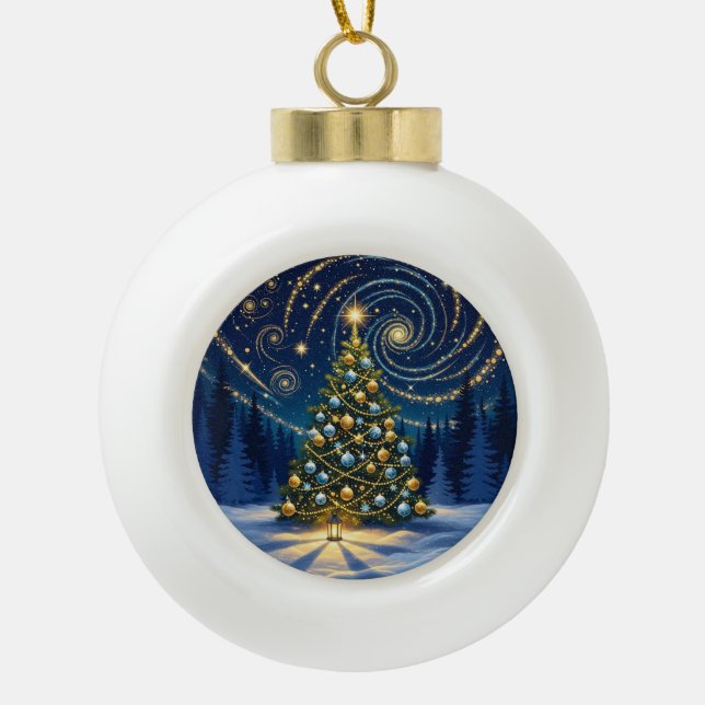 Ornement de Noël 2025 – Arbre de nuit d'hiver 2 (Devant)