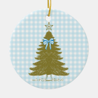 Ornement de Noël à carreaux bleus de Faye et Laure
