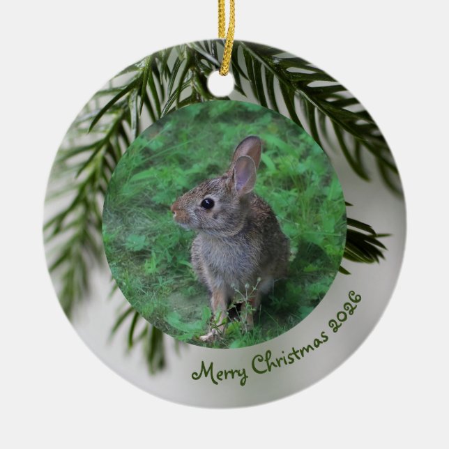 Ornement de Noël à feuilles persistantes avec 2 ph (Devant)