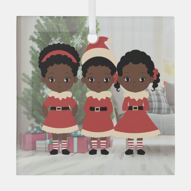 Ornement de Noël afro-américain adorable (Recto)