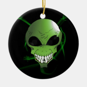 Ornement de Noël alien vert