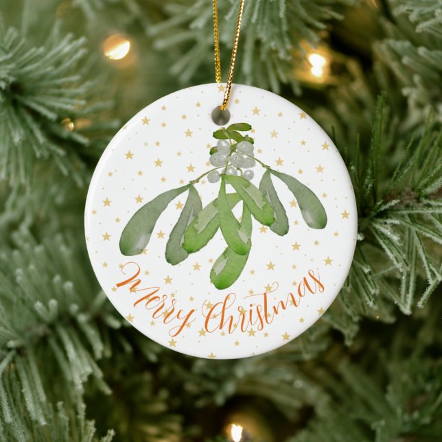 Ornement de Noël Aquarelle originale Mistletoe (Arbre)