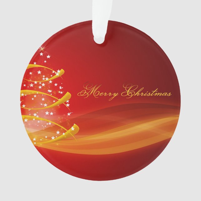 Ornement de Noël Arbre Doré Rouge (devant)