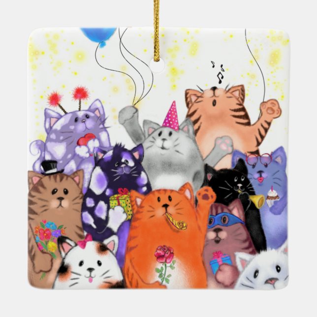 Ornement de Noël avec chats en fête (Dos)