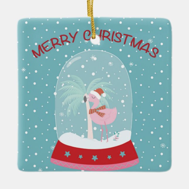 Ornement de Noël avec Flamant rose rose (Devant)