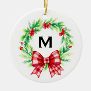 Ornement de Noël avec monogramme personnalisé pour