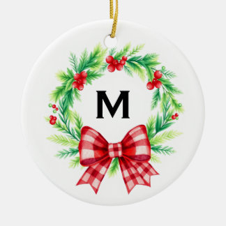 Ornement de Noël avec monogramme personnalisé pour