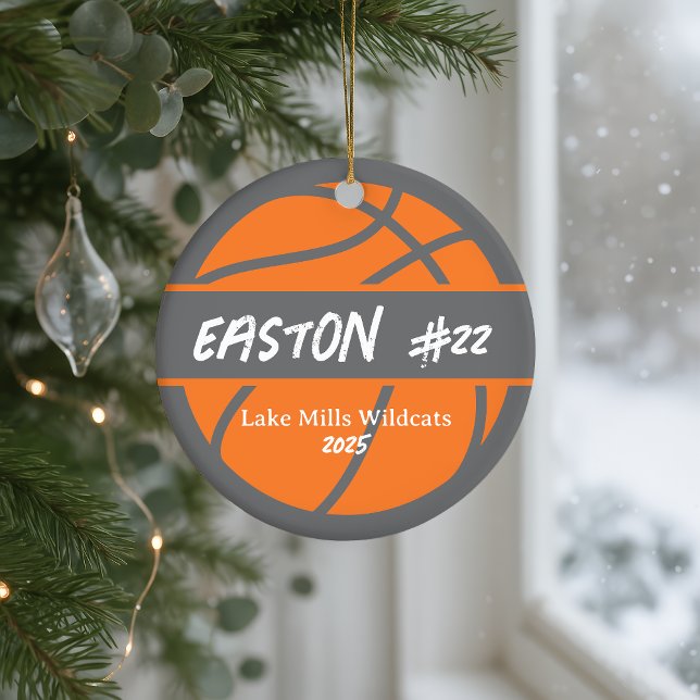 Ornement de Noël avec nom de joueur de basketball  (Créateur téléchargé)