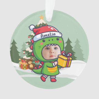 Ornement de Noël avec nom personnalisé + photo