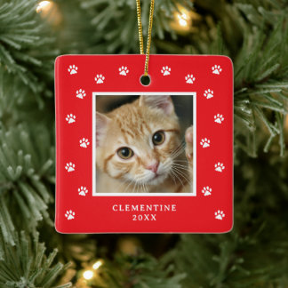Ornement de Noël avec photo d'animal à empreinte d