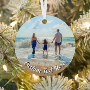 Ornement de Noël avec photo de famille et texte pe