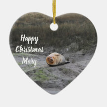 Ornement de Noël avec photo de phoque personnalisé