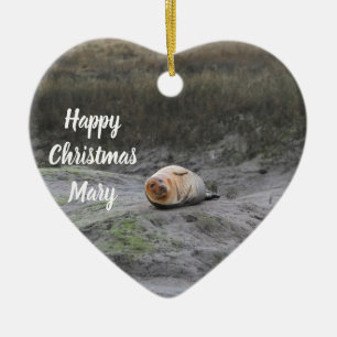 Ornement de Noël avec photo de phoque personnalisé