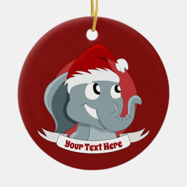 ornement de Noël avec un joli éléphant de dessin a (Devant)