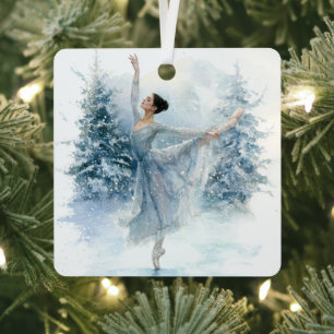 Ornement de Noël Ballerine enneigée aquarelle