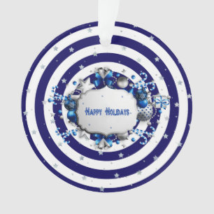 Ornement de Noël bleu rayé