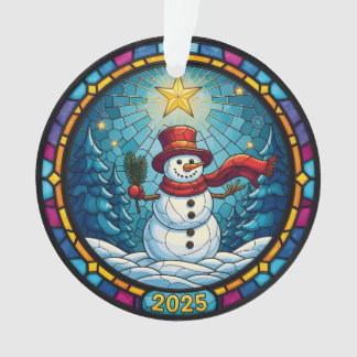 Ornement de Noël Bonhomme de Neige 2025 – Verre Te
