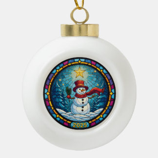 Ornement de Noël Bonhomme de Neige 2025 – Verre Te