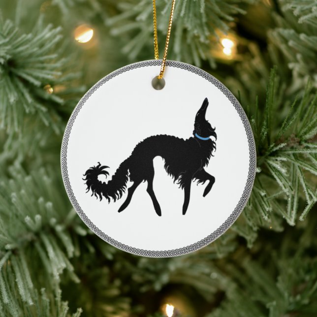 Ornement de Noël Borzoï Noir Cabré (Arbre)