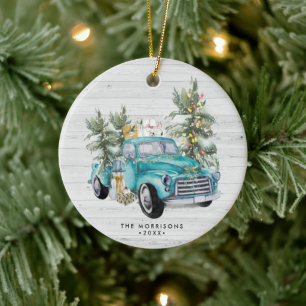 Ornement de Noël camion de ferme rustique