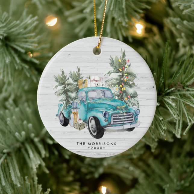 Ornement de Noël camion de ferme rustique (Arbre)