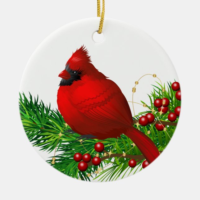 Ornement de Noël - Cardinal rouge (Devant)