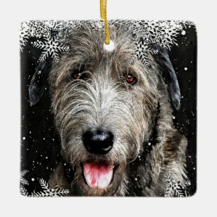 Ornement de Noël carré Irish Wolfhound