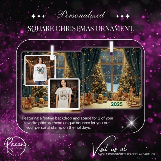 Ornement de Noël Carré personnalisé (Créateur téléchargé)