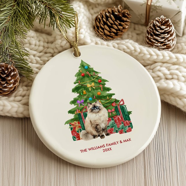 Ornement de Noël Chat Ragdoll Festif (Créateur téléchargé)