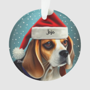 Ornement de Noël Chien Beagle, Père Noël