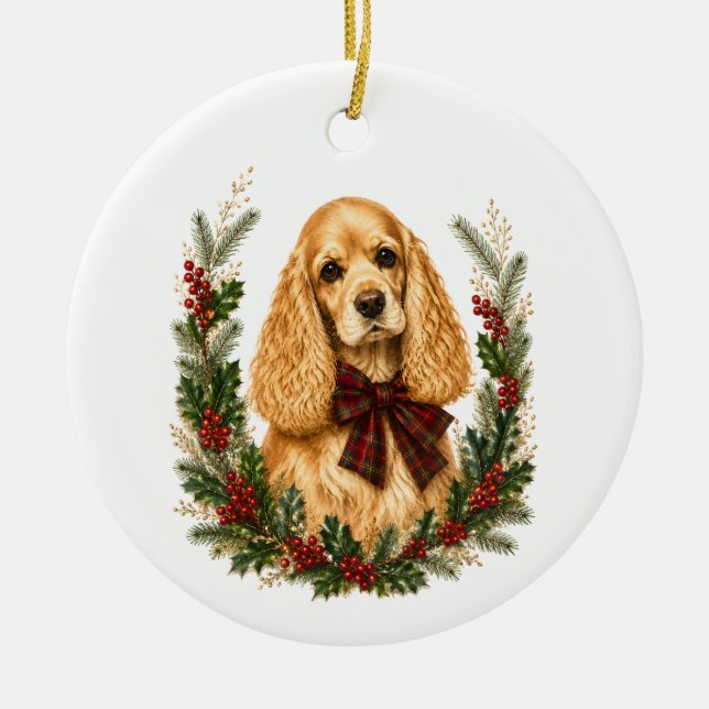 Ornement de Noël Chien de race Cocker Spaniel Buff (Devant)