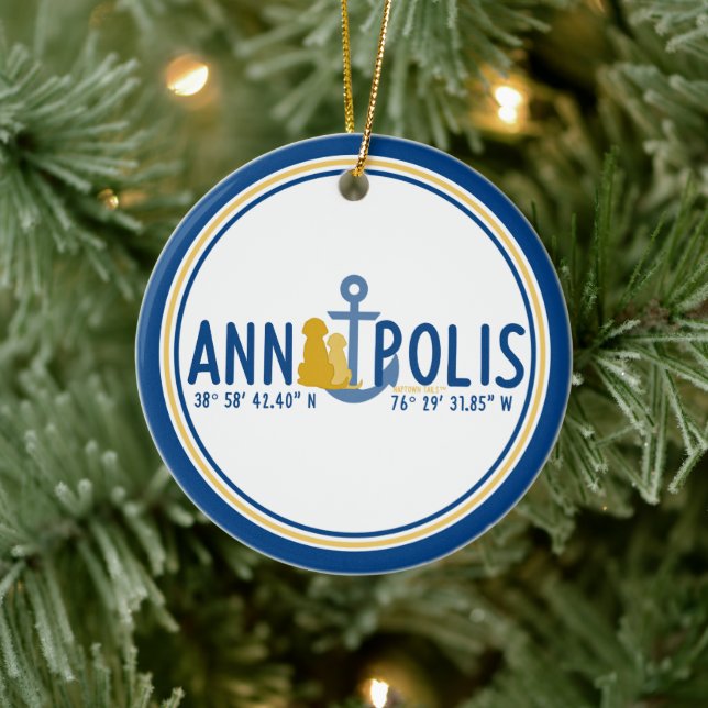Ornement de Noël Chiens Ancrés à Annapolis (Arbre)