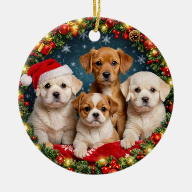 Ornement de Noël Chiot Adorable (Devant)