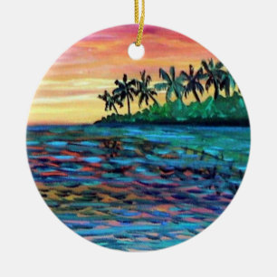 Ornement de Noël Coucher de soleil sur l'île