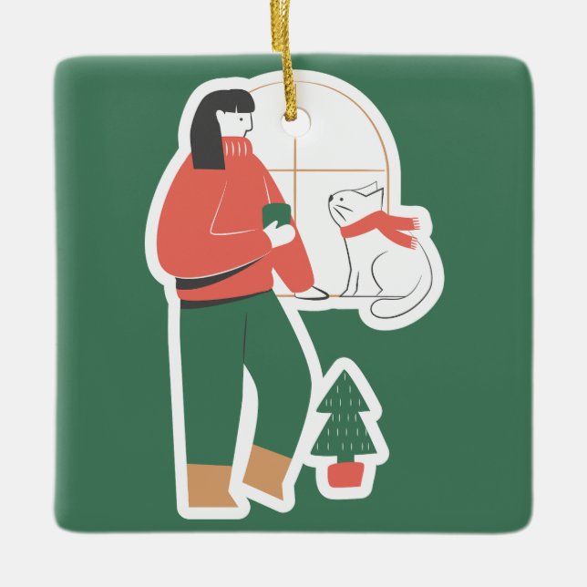 Ornement de Noël Cozy avec Fille (Devant)