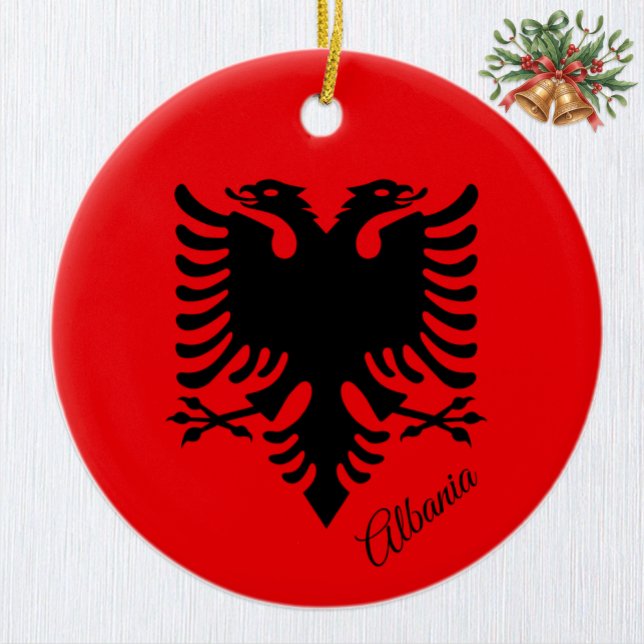 Ornement de Noël d'Albanie, Drapeau albanais (Albanian Flag Ornament / Christmas, Albania)