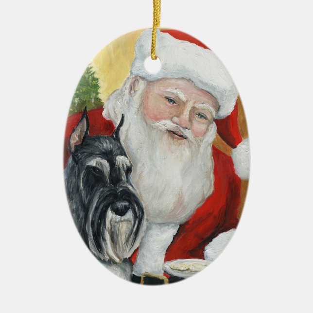 Ornement de Noël d'art de chien de Schnauzer (Devant)
