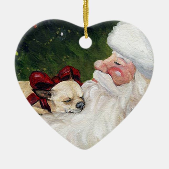 Ornement de Noël d'art de chiwawa et de chien de (Devant)