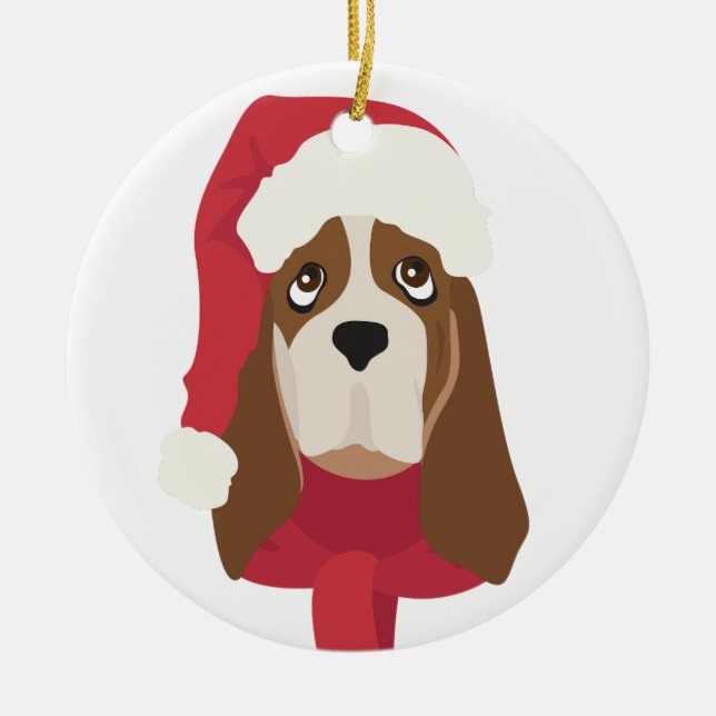 Ornement de Noël de Basset Hound. Neige (Devant)