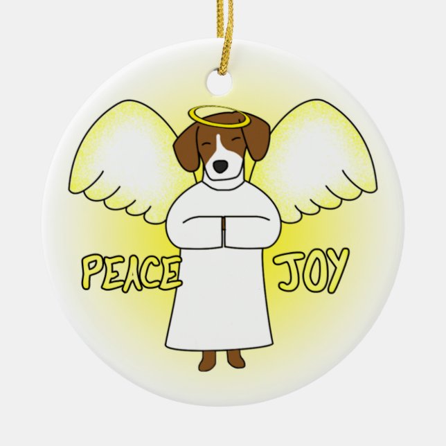 Ornement de Noël de beagle d'ange de joie de paix (Devant)