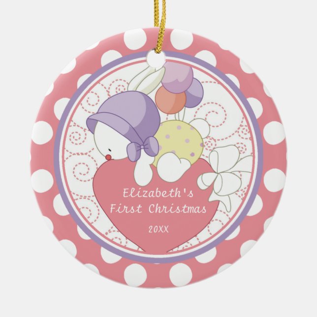 Ornement de Noël de bébé de lapin précieux (Devant)