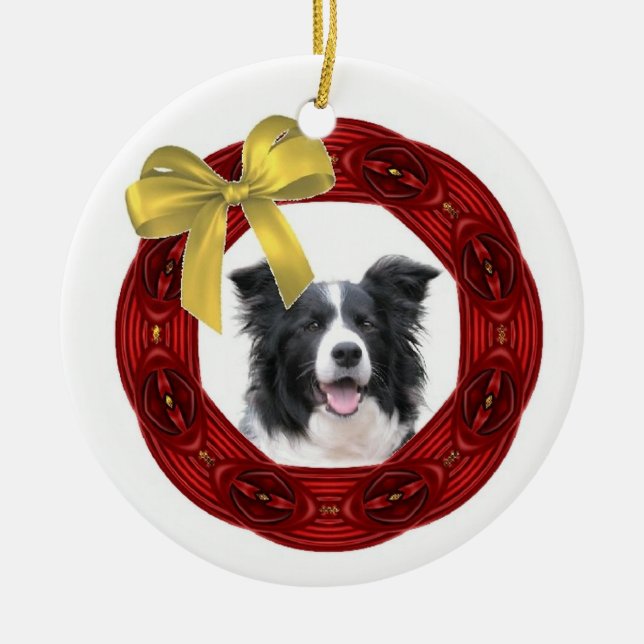 Ornement de Noël de border collie (Devant)
