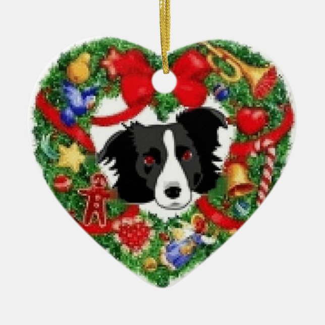 Ornement de Noël de border collie (Devant)