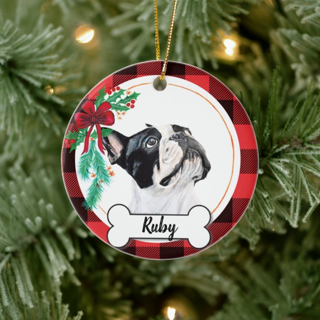 Ornement de Noël de Boston Terrier (Arbre)