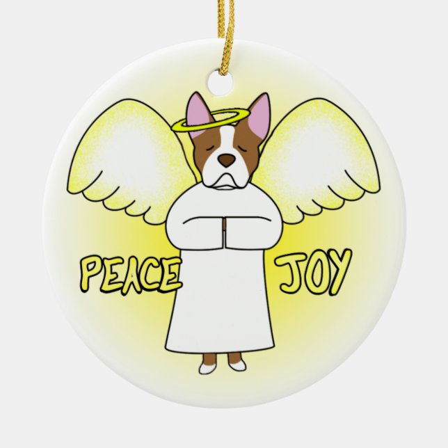 Ornement de Noël de Boston Terrier d'ange de joie (Devant)